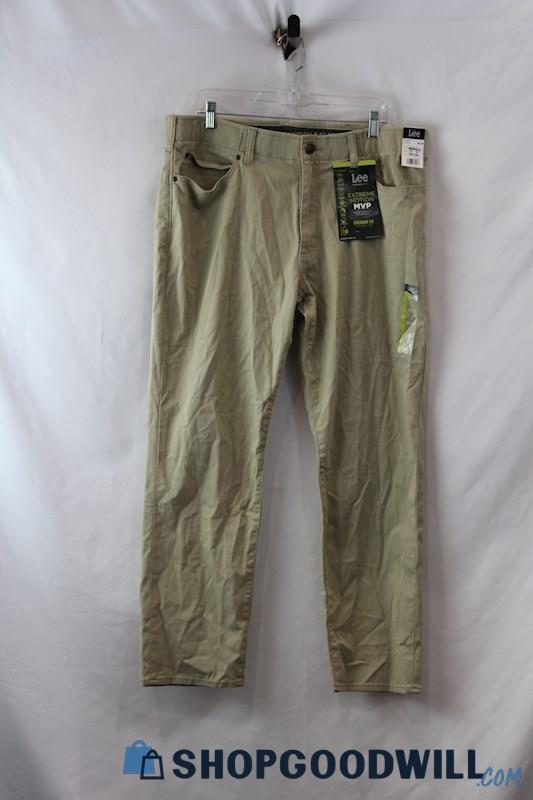 NWT Lee Men's Beige Straight Fit Tapered Jeans sz 38x30