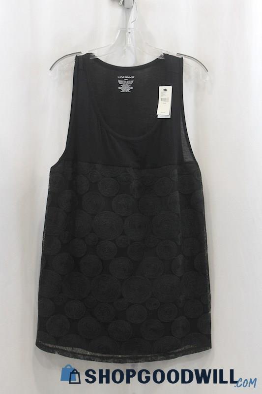 NWT Lane Bryant Women's Black Texture Circle Tank Shirt SZ 14/16