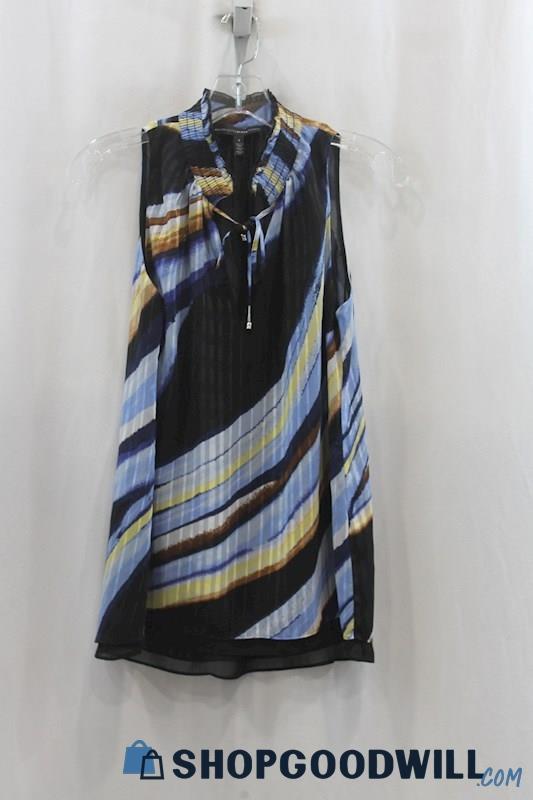 White House Black Market Women's Black/Blue Tank Blouse SZ S