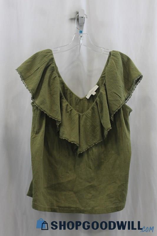 NWT Loft Womens Olive Green Off The Shoulder Blouse Sz M