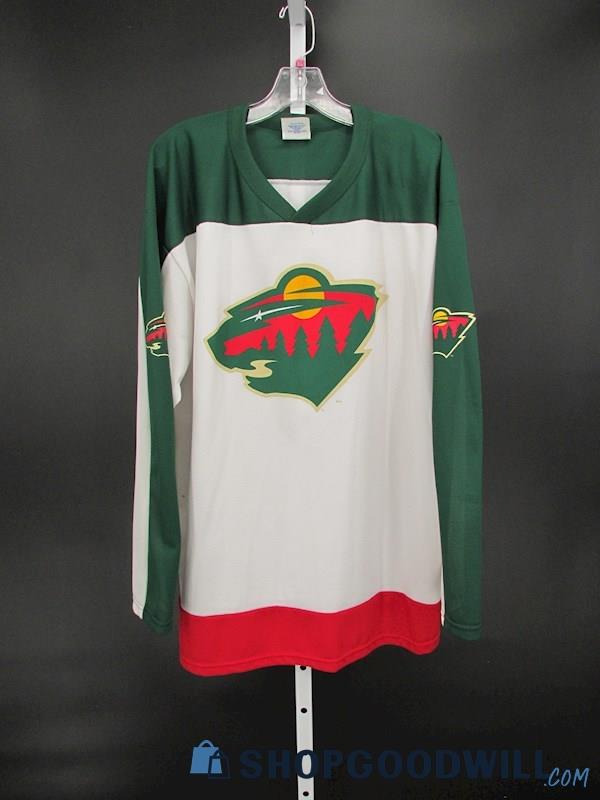 NHL Men's White/Green MN Wild Hockey Jersey SZ L