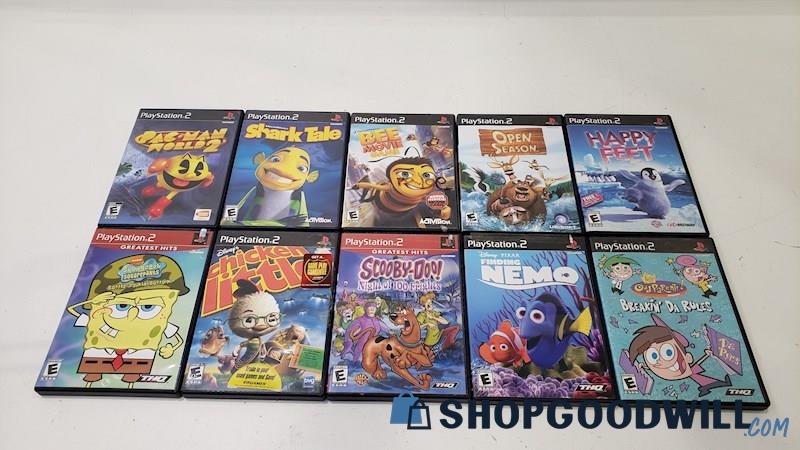 PlayStation 2 Video Game Lot of 10 - Shark Tale, Bee Movie Game, & More
