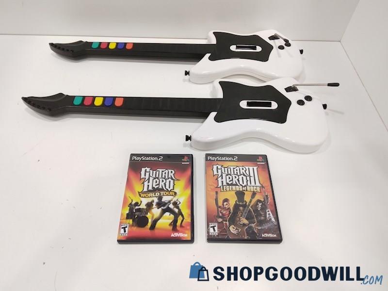 Guitar Hero Wireless Controllers + Games for playstation 2