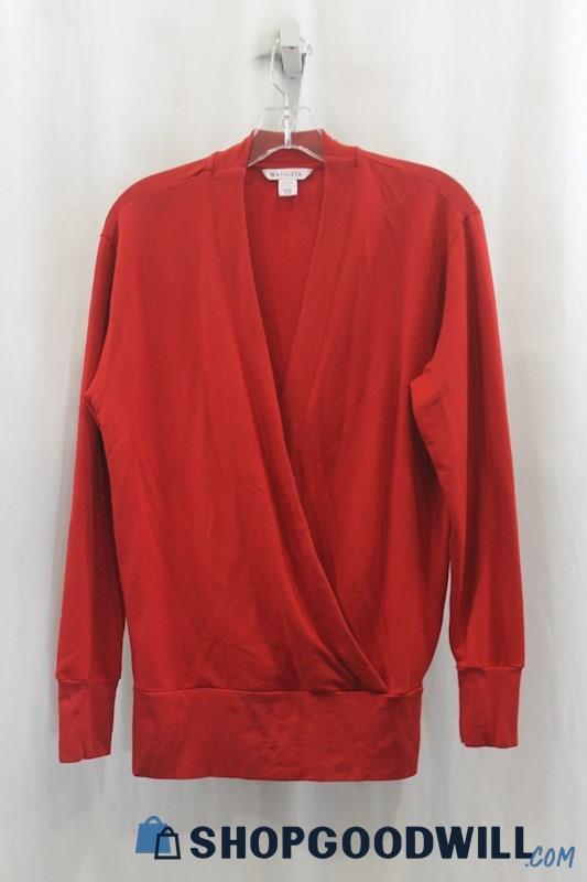 Athleta Womens Red Front Cross Blouse Sz 2XS