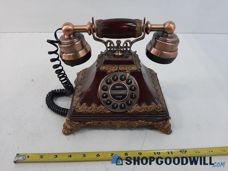 Retro Look Telephone With Push Buttons Ringer & Volume Control UNTESTED