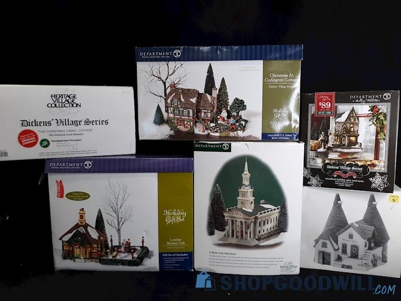 (28 LBS) 6 Pc. Assorted Dickens Village Heritage Dept 56 Collectible Figurines