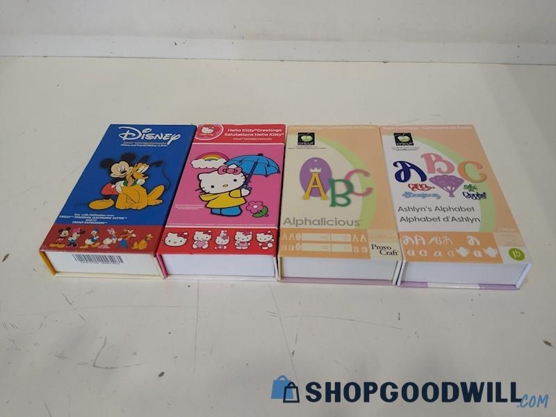 4pc Cricut Cartridges George Basic Shapes W/ Mickey Hello Kitty 