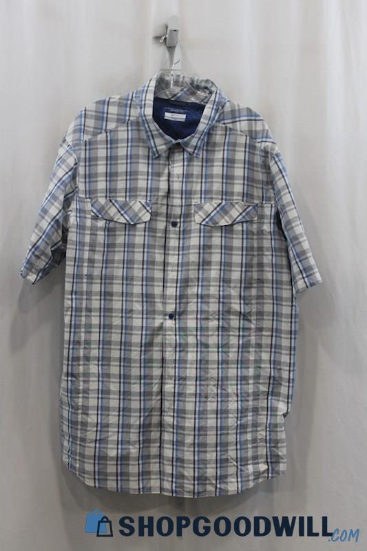 Cabela's Men's Blue/Gray Plaid Button Up Shirt SZ 2XT