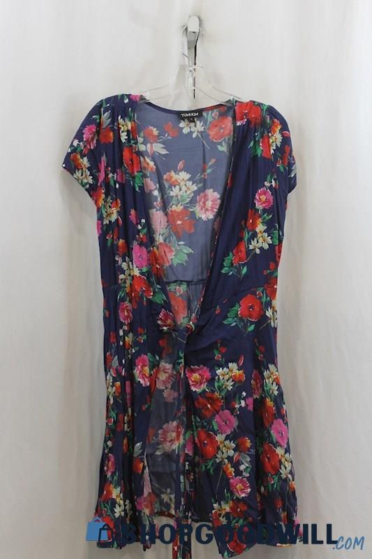 Yumi Kim Women's Navy/Red/Pink Floral Wrap Dress SZ-S