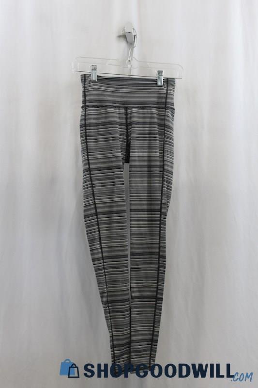 Athleta Womens Black/Gray Stripe Active Leggings Sz XS