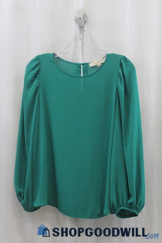 NWT Loft Womens Emerald Green Chiffon Blouse Sz XS