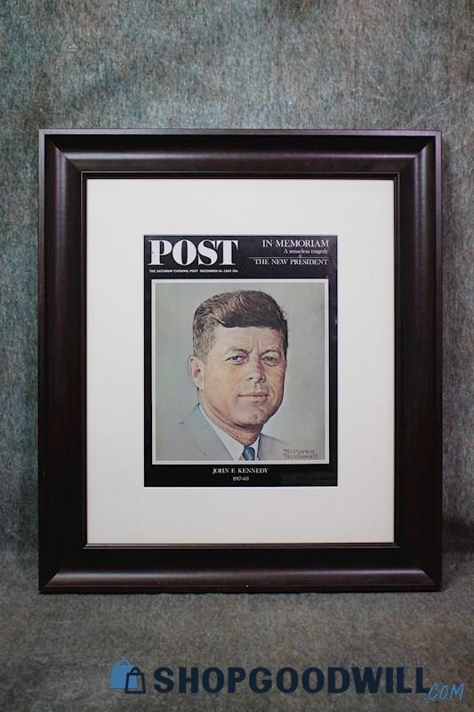 Post Magazine 1963 JFK American President Framed Cover Unsigned Collectibles Art