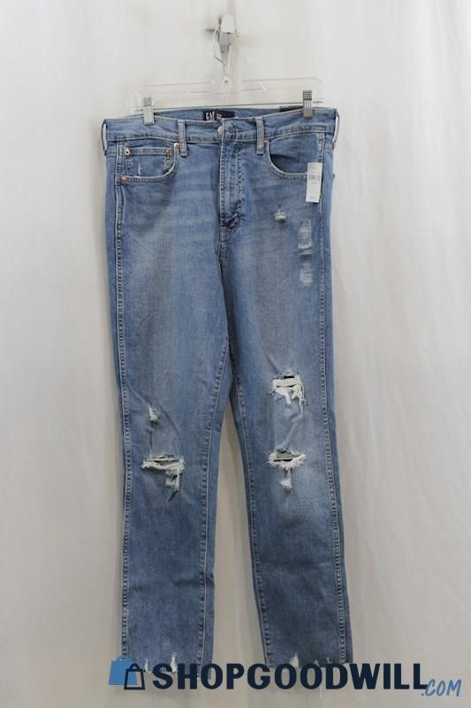 NWT GAP Womens Classic Blue Distressed High-Rise Vintage Jeans Sz 12