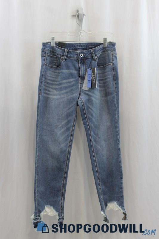 NWT Grace Womens Blue Distressed Ankle Skinny Jeans Sz 29