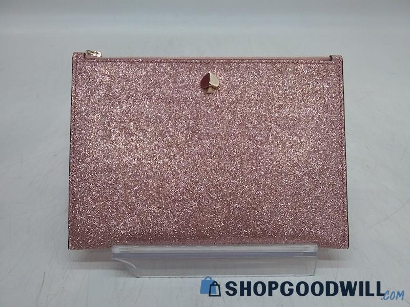 Kate Spade Burgess Court Pink Glitter Wristlet Pouch Handbag Purse 
