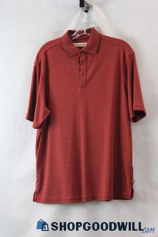 Tommy Bahama Men's Red Ribbed Polo Shirt SZ M