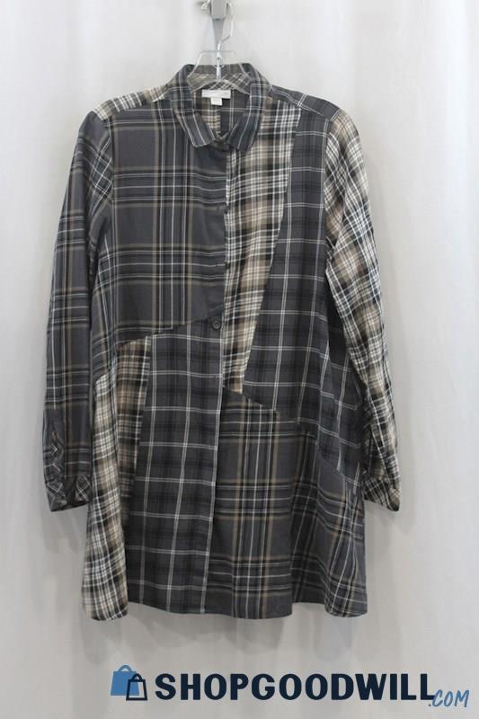 J.Jill Men's Black Plaid Button Up Shirt SZ S