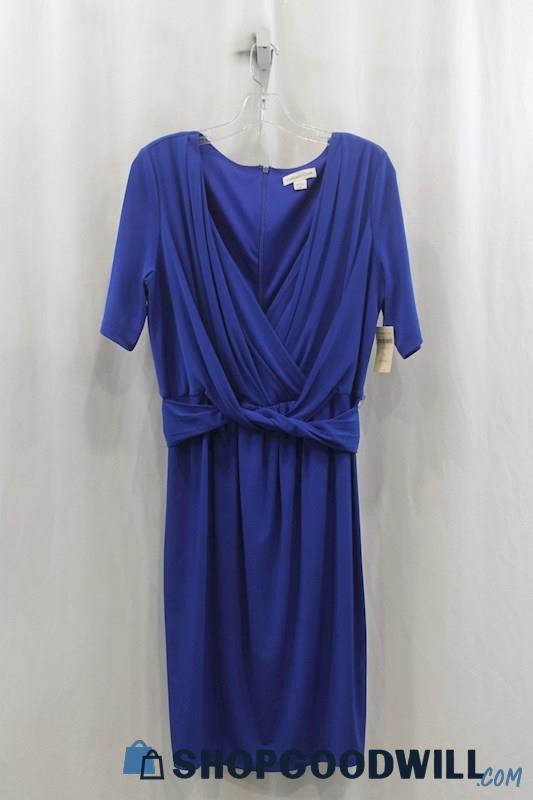 NWT Coldwater Creek Womens Royal Blue Pin Tucked Sheath Dress Sz 12