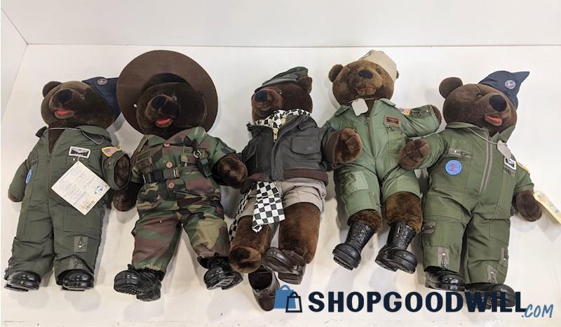 Set of 5 Vintage Bear Forces of America Collectible Teddy Bear Plushies