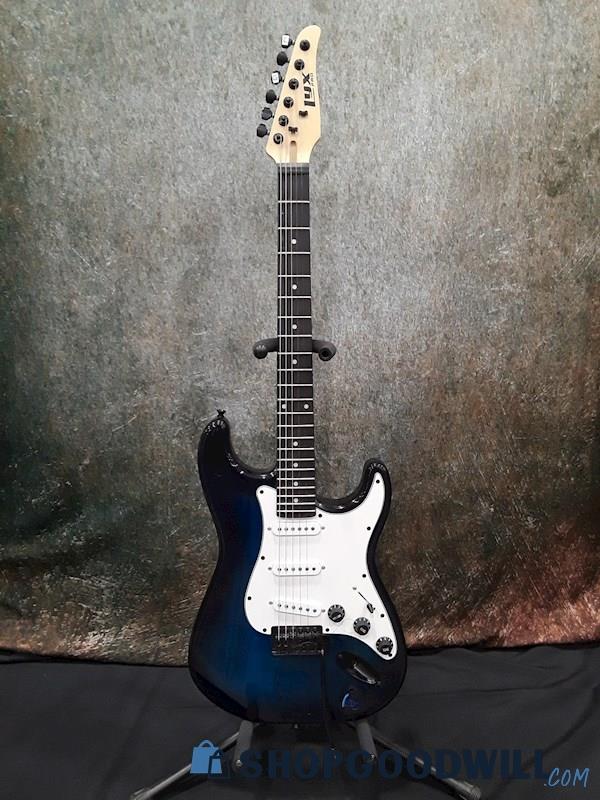 LYX Pro Blue Sunburst Strat Style Electric Guitar w/Strap Strings Picks
