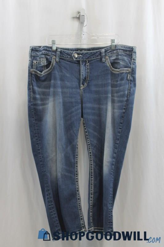 Silver Jeans Womens Blue Washed Capri Jeans Sz 22