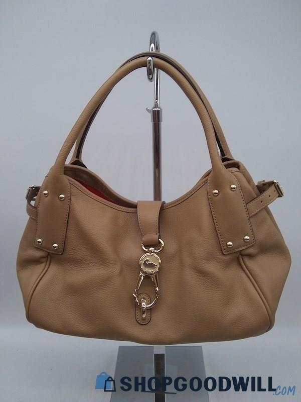 Dooney & Bourke Medium Brown Embosses Leather Satchel Handbag Purse 