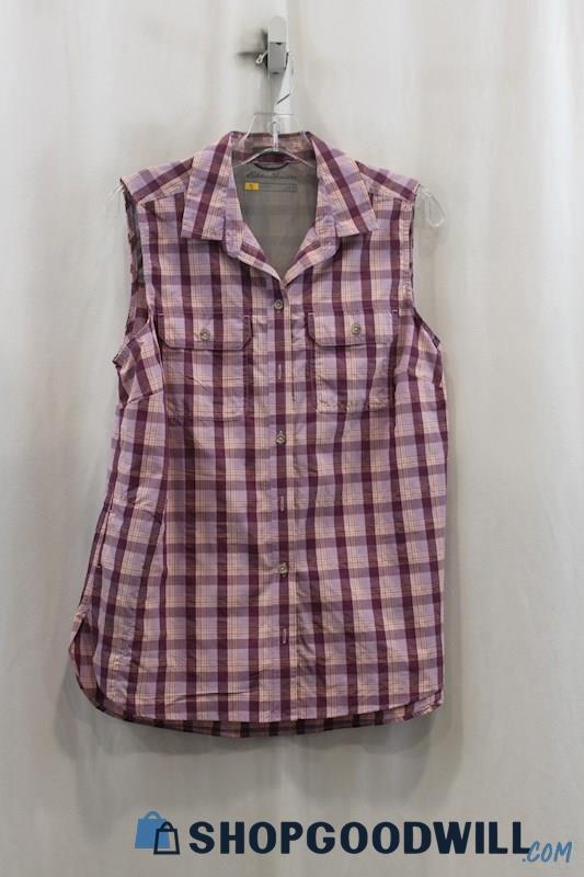 Eddie Bauer Women's Purple Plaid Button Up Shirt SZ M