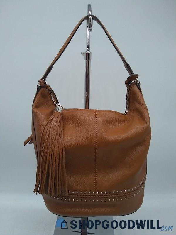 Brighton Medium Brown Pebbled Leather Hobo Handbag Purse 