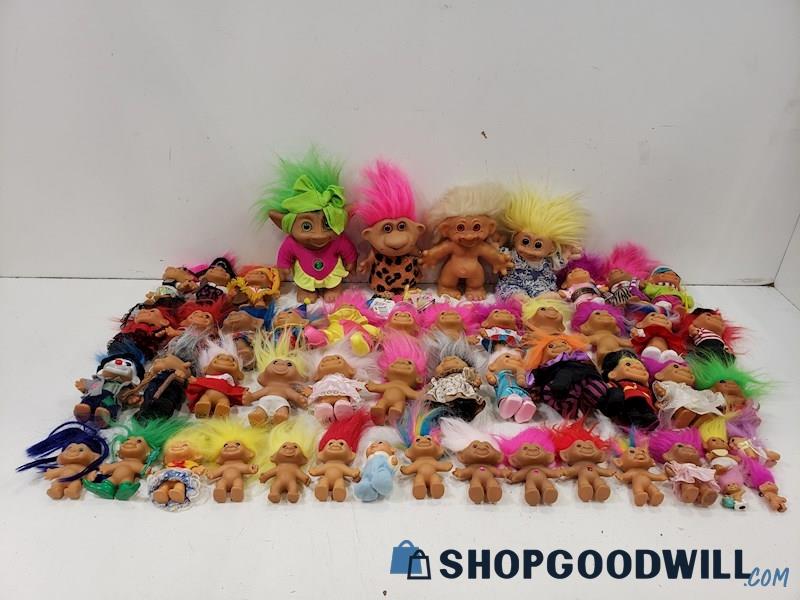 Vintage Russ / Mixed Brands Troll Dolls Lot of 41 1990's / 80's 