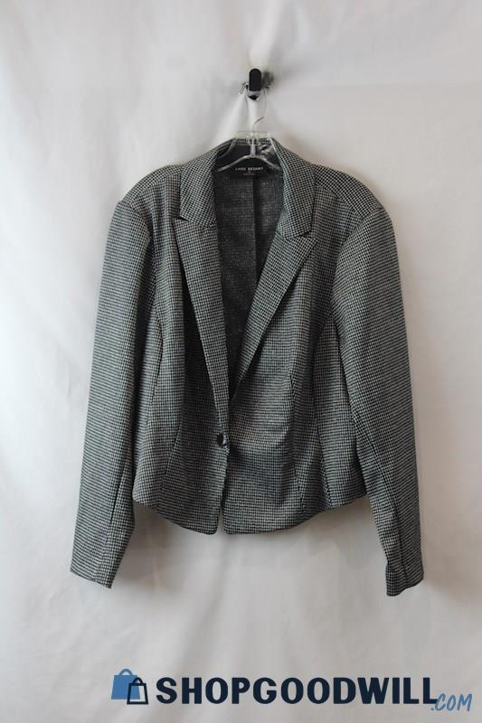 Lane Bryant Women's Silver/Black Hounds-tooth Patterned Blazer Jacket sz 22