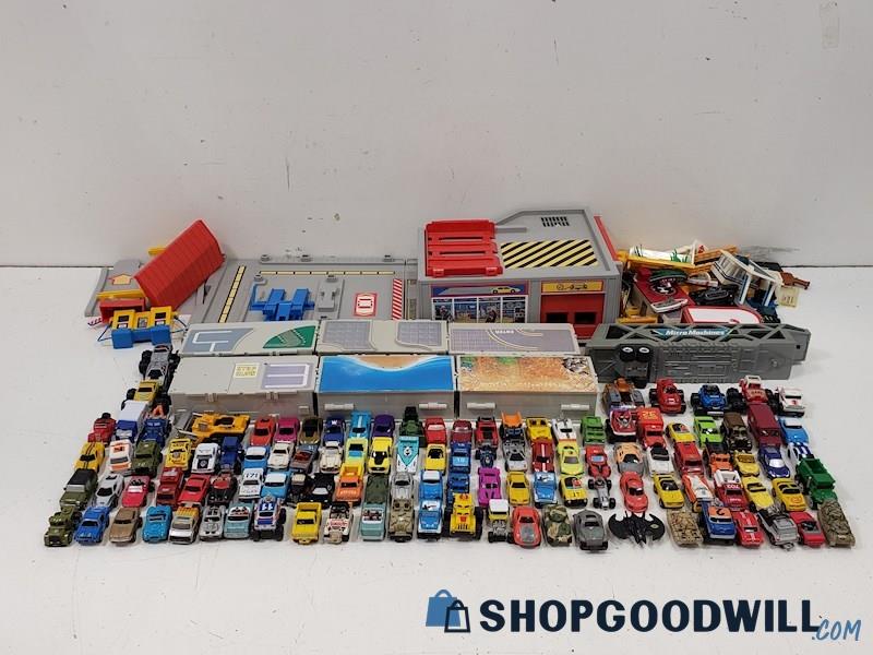 Micro Machines Mixed Brands Lot W/ Hotwheels, Playsets, & More!