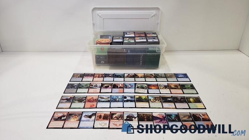 14LB Magic the Gathering Collectible TCG Lot w/Art Cards, Deck Boxes, & Rares