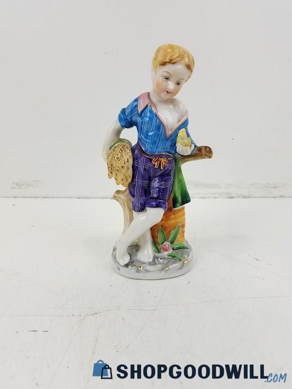 Shafford China Hand Painted Young Man Wheat Farmer Porcelain Figure Vintage