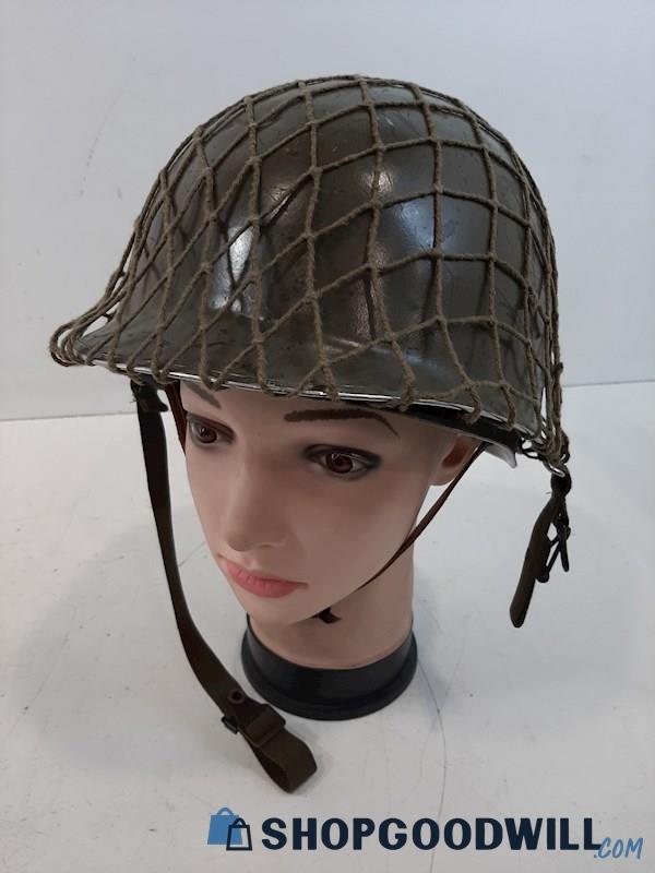 Vintage Austrian Military M75 Steel Helmet Size 56-58 With Net and Liner 
