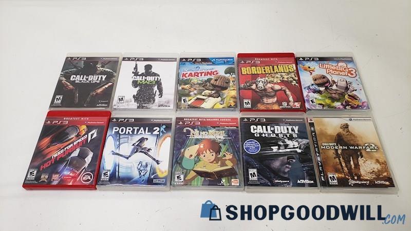 PlayStation 3 Video Game Lot of 10 - Call of Duty Black Ops, Portal 2, & More