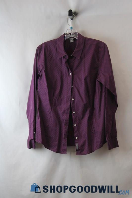 Eddie Bauer Women's Purple/Red Polka Dot Long Sleeve Button Up sz M