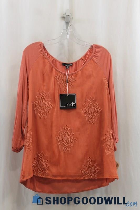 NWT RXB Womens Faded Rose Embroidered Blouse Sz M