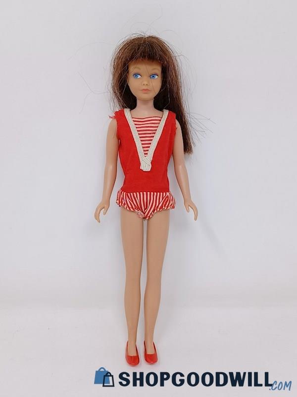Vintage Two-Tone Color Magic Red/Brown Hair Skipper 1960s Barbie Doll W/Swimsuit