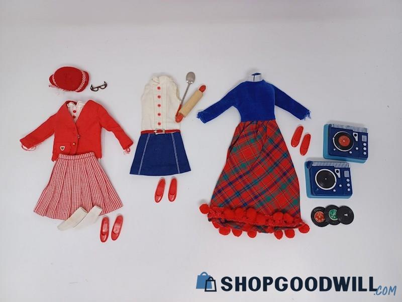 Vintage School Girl, Cookie Time & Platter Party Skipper Outfits Lot 60s Barbie