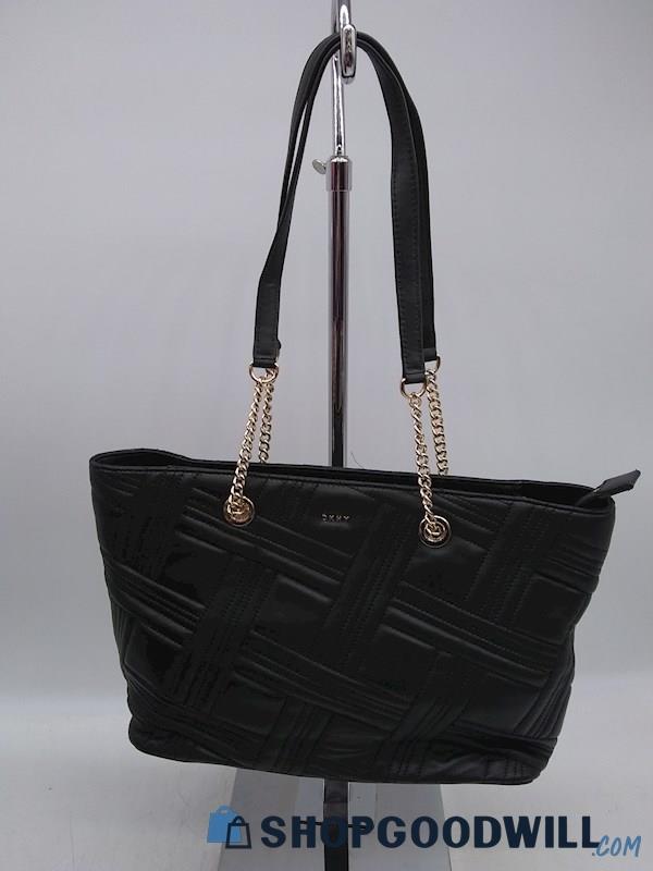 DKNY Allen Black Quilted Faux Leather Shoulder Handbag Purse 