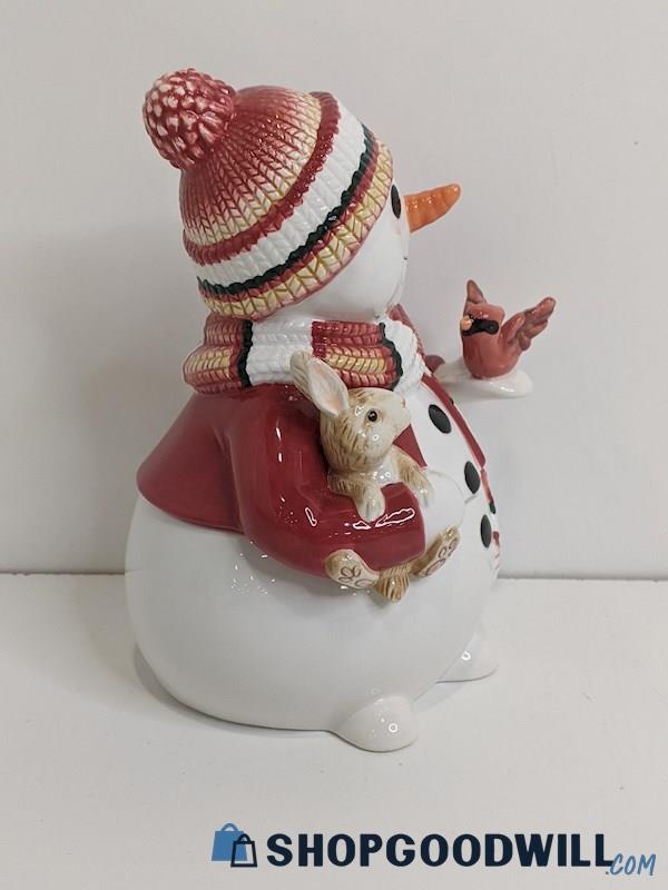 Fitz & Floyd Essentials Woodland Snowman Covered Figurine Jar