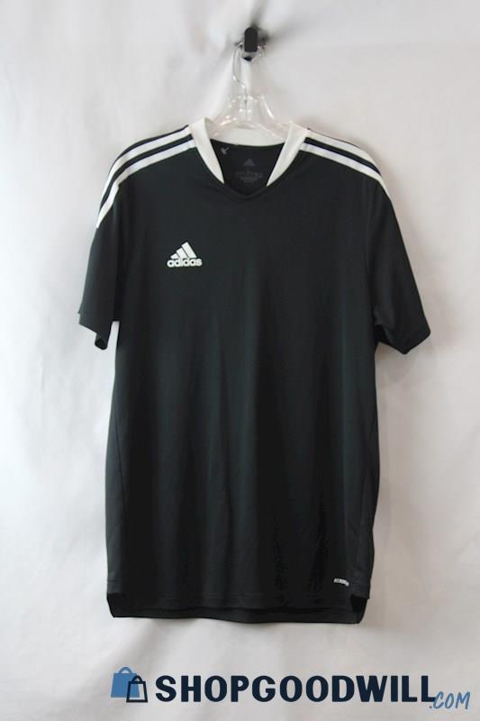 Adidas Men's Black/White Striped Active T-Shirt sz L