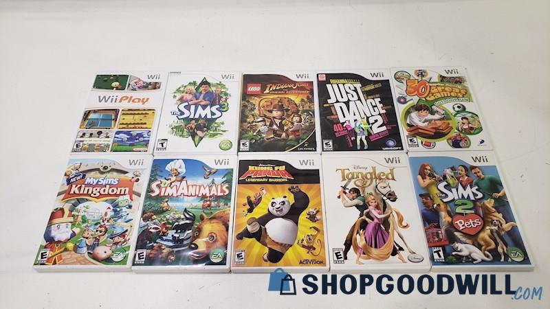 Nintendo Wii Video Game Lot of 10 - WiiPlay, Sims 3, & More