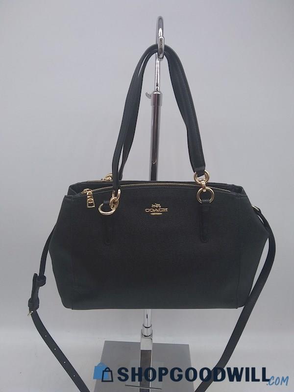 Coach Christie Black Pebbled Leather Satchel Crossbody Handbag Purse 