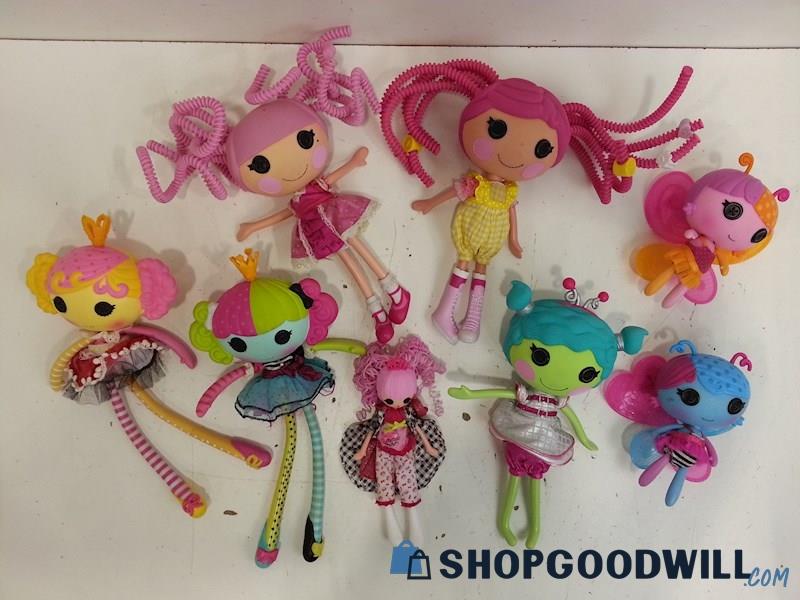8 Lalaloopsy Dolls 2 Silly Hair/2 Princess/Haley/Tulip/Lilac & Pink Curly Hair