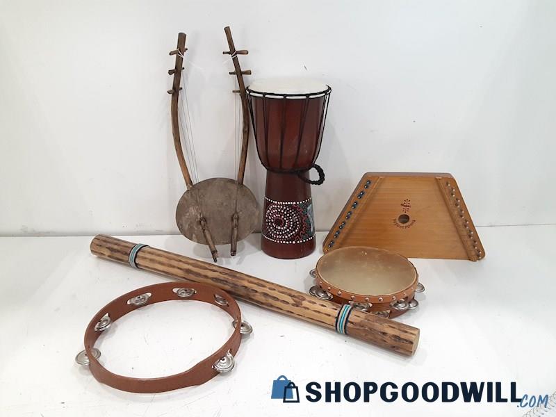 Lot Mixed Musical Instruments Percussion, Rainshaker, Harp +More For Class Decor