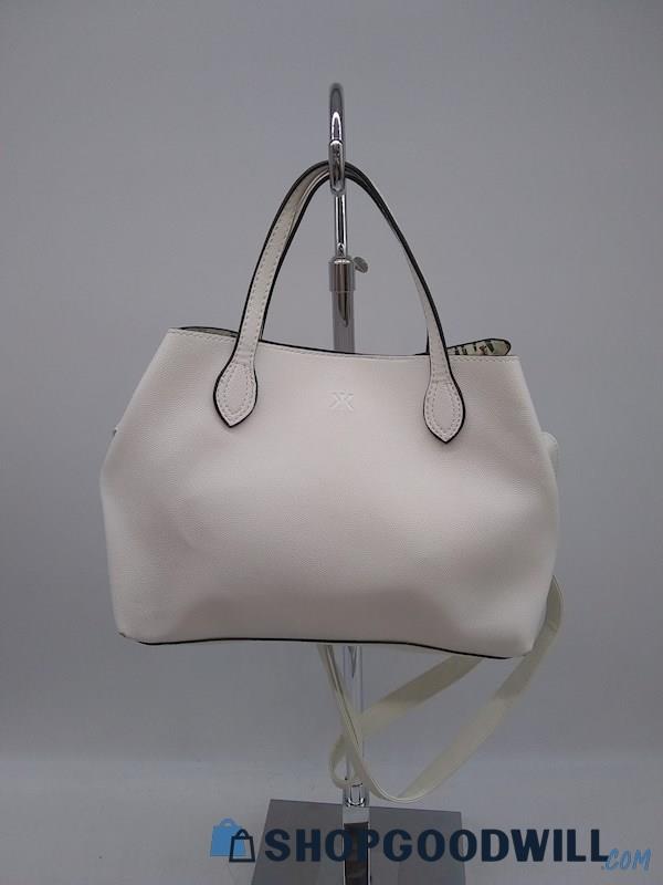 KK Bag White Pebbled Faux Leather Satchel Crossbody Handbag Purse 
