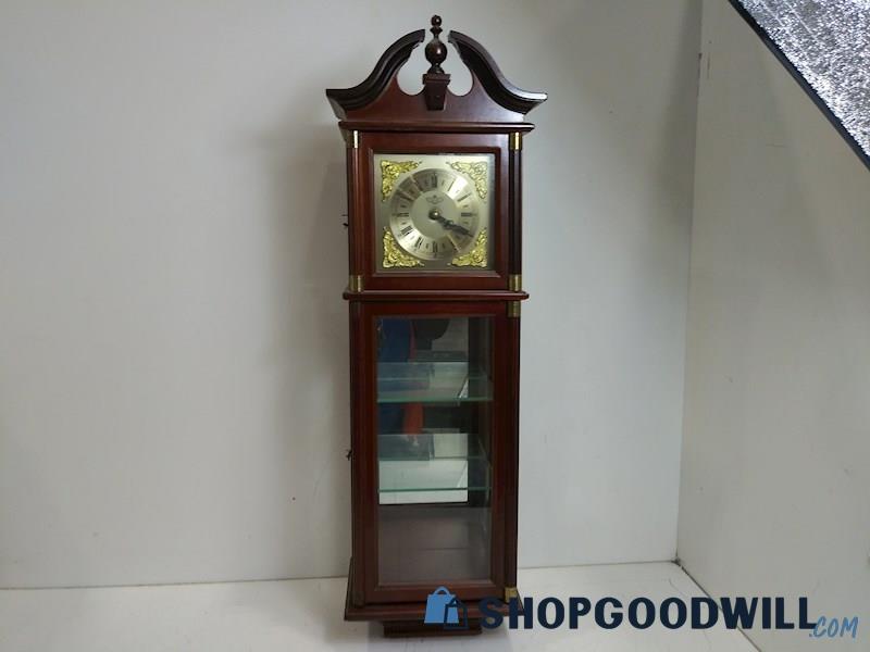 DEA wall grandfather clock battery operated chime glass shelves Home Decor
