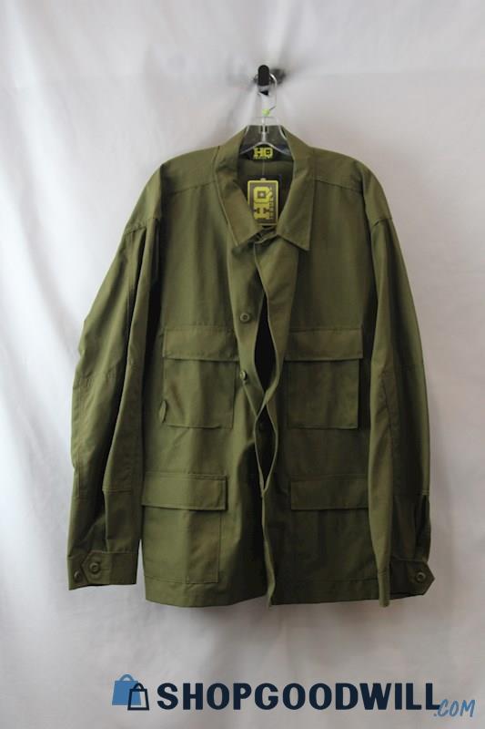 NWT HQ Men's Olive Green Utility Button Up Jacket sz 2XL