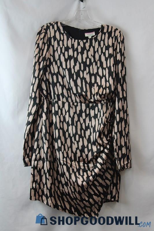 Andree By Unit Women's Black/Pink Long Sleeve Rouched Dress sz L